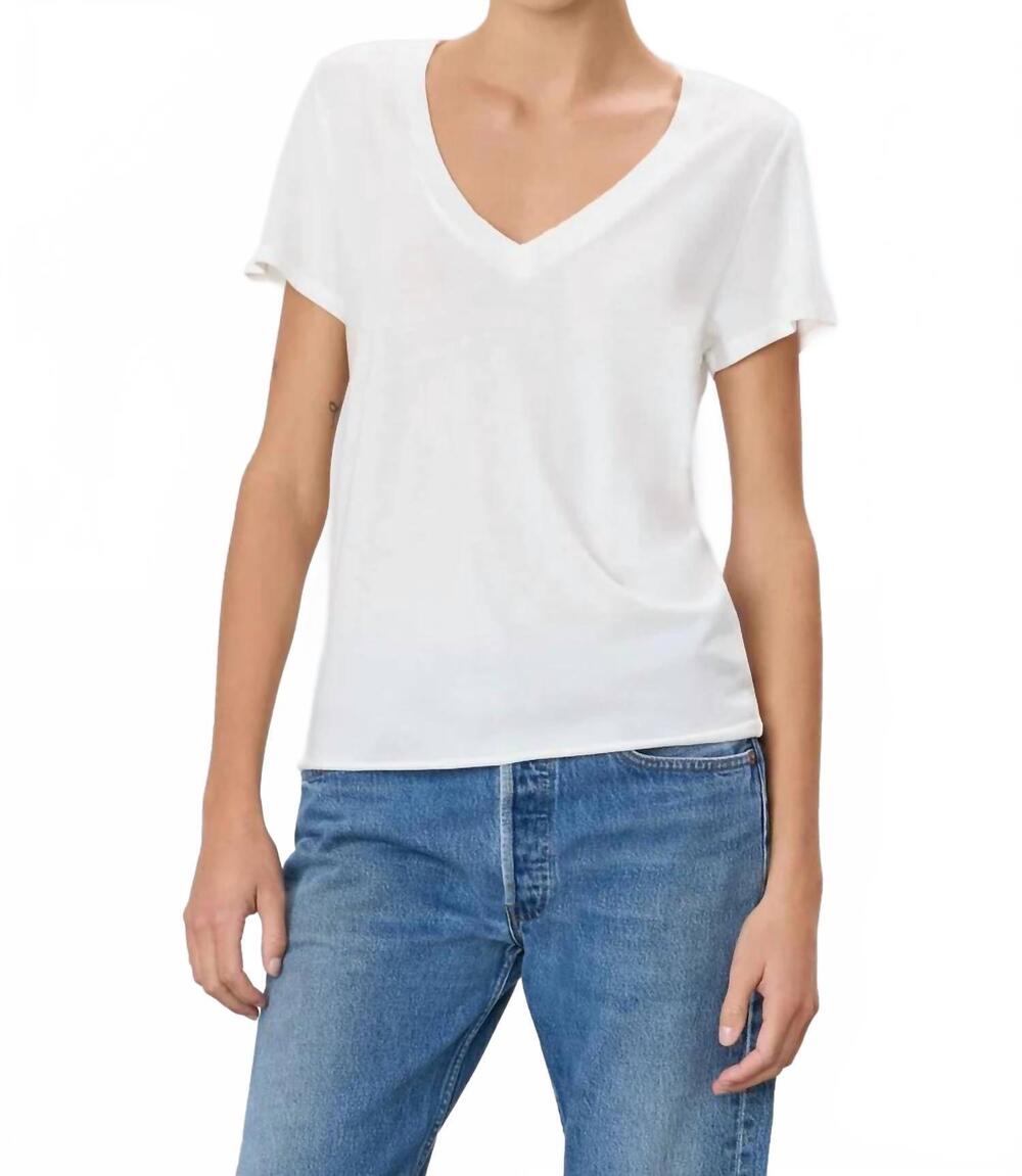 NEW ETERNE short sleeve v-neck tee in ivory